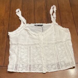 Zara White Lace Camisole Top